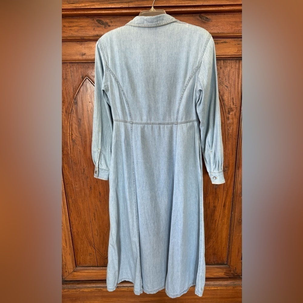 Vintage LizWear Denim Maxi Dress embroidered Pear buttons country western - Picture 6 of 13